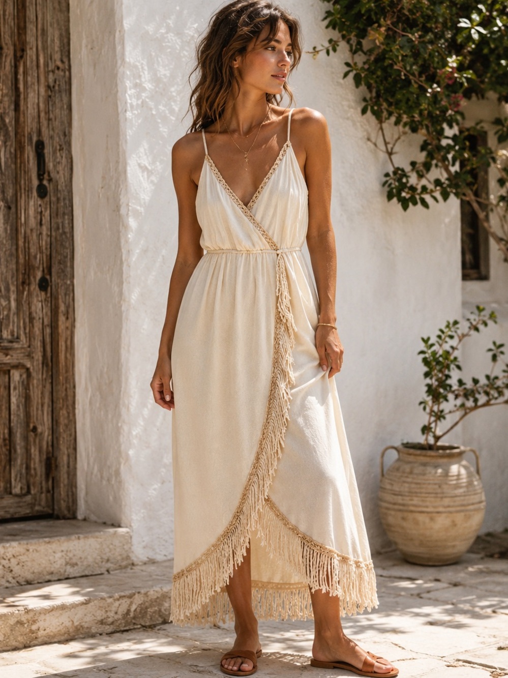 Nekane NKN Boho Fringe Wrap Dress | Small | Wool Blend | Spain